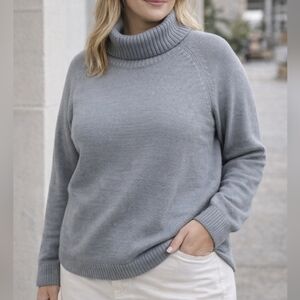 Bestow Lamswool & Nylon Blend Turtleneck Gray Pullover Top Sweater Cozy Size XL